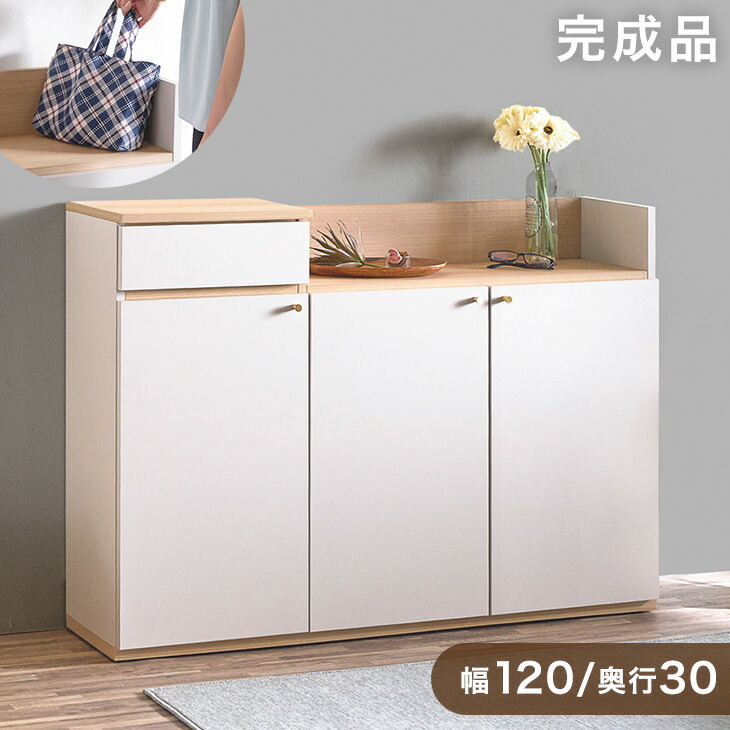 キャビネット 薄型 完成品 幅120cm 奥行30cm 背面コード穴付 可動棚 白 チェスト ディスプレイラック サイドボード リビングボード リビング収納 スリム 収納 韓国 木製 棚 リビング 本棚 扉付き 扉収納 収納棚 ディスプレイ 収納チェスト｜タンスのゲン Design the Future 38,870円