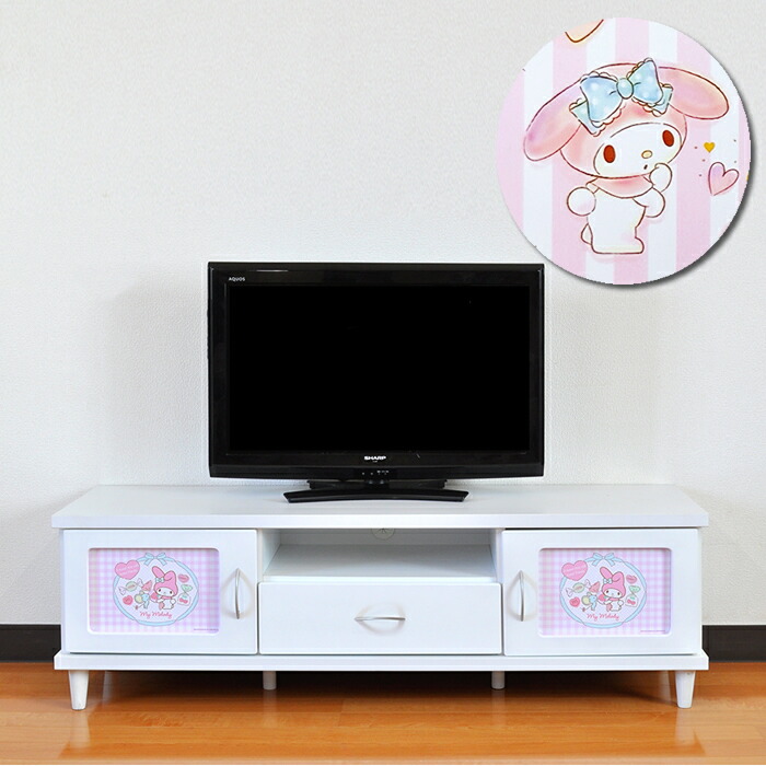 キャンバス マイメロディ | テレビ台　テレビボード 幅145.5cm リビングボード 完成品 【 マイメロ キャビネット 日本製 推し活グッズ収納 リビングボード　ラック　飾り棚　本棚　TV台 キャラクター リビング収納 サンリオ 幅150ｃｍ