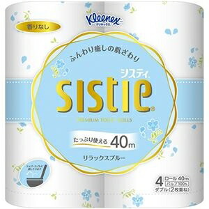 (まとめ) 日本製紙クレシア クリネックス システィ ブルー ダブル 芯あり 40m 1セット(40ロール