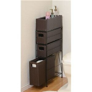 すっきりすき間収納ランドリーラック ダークブラウン 約21cm幅 3段タイプ 完成品 ds-2459643