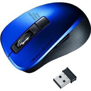 サンワサプライ 静音ワイヤレスブルーLEDマウス(5ボタン) ブルー MA-WBL153BL 1個 ds-2484254