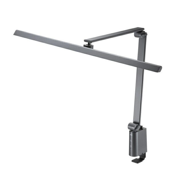 クランプ固定式LEDデスクライト サンワサプライ LED-DESK2GM LEDデスクライト クランプ固定 明るさ調節 調色機能 タッチセンサー 省スペース ワイドサイズ 3関節アーム 無段階調光 色温度調整