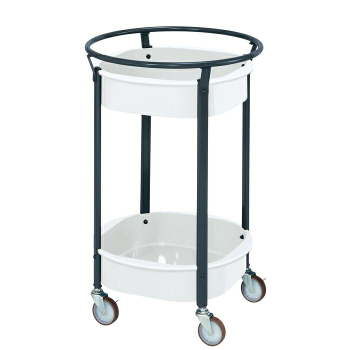 まるいワゴン サカエ MW462NUWD カド無し 絞り加工 使いやすい 油漏れなし 耐荷重60kg 全周取手 RoHS対応 パールホワイト ナイロンウレタン車|タンタンショップ