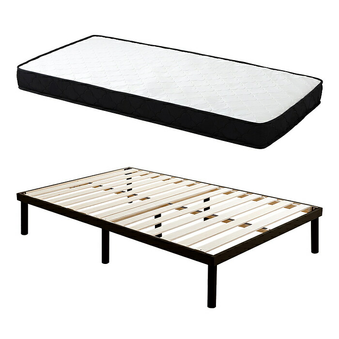 パイン材高さ2段階調整脚付きすのこベッド ポケットコイルマットレスセット(セミダブル) (ブラウン/ホワイト) ホームテイスト ASP-SRM-SD すのこベッド ポケットコイルマットレス 通気性 耐荷重200kg 低ホルムアルデヒド パイン材 頑丈設計 フォースター ポケットコイル
