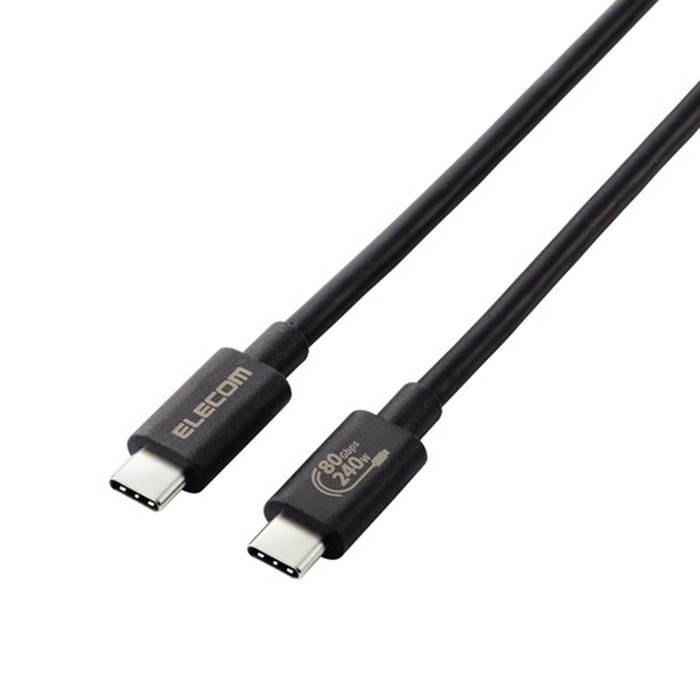 TypeCケーブル (C to C) 1m 充電/データ転送 PD EPR 240W 超高速充電 5A USB4 ブラック エレコム USB4-V2CCE10NBK｜タンタンショップ