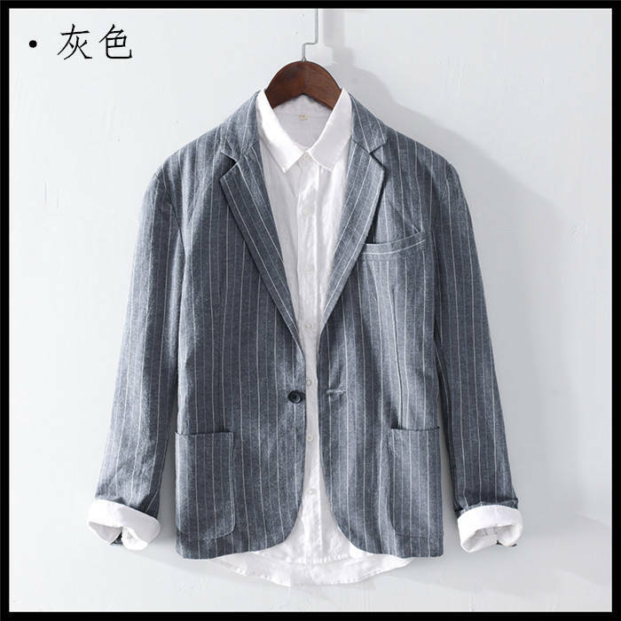 サマージャケット 綿麻 テーラードジャケット メンズジャケット 一つボタン ブレザー 夏 春 細身 涼しい 背広 秋服 父の日 カジュアルジャケット 半裏仕立て 薄手 紳士品 ストライプ柄 アウター リネンジャケット 人気カラーの 43 割引 Bennettcontracting Com
