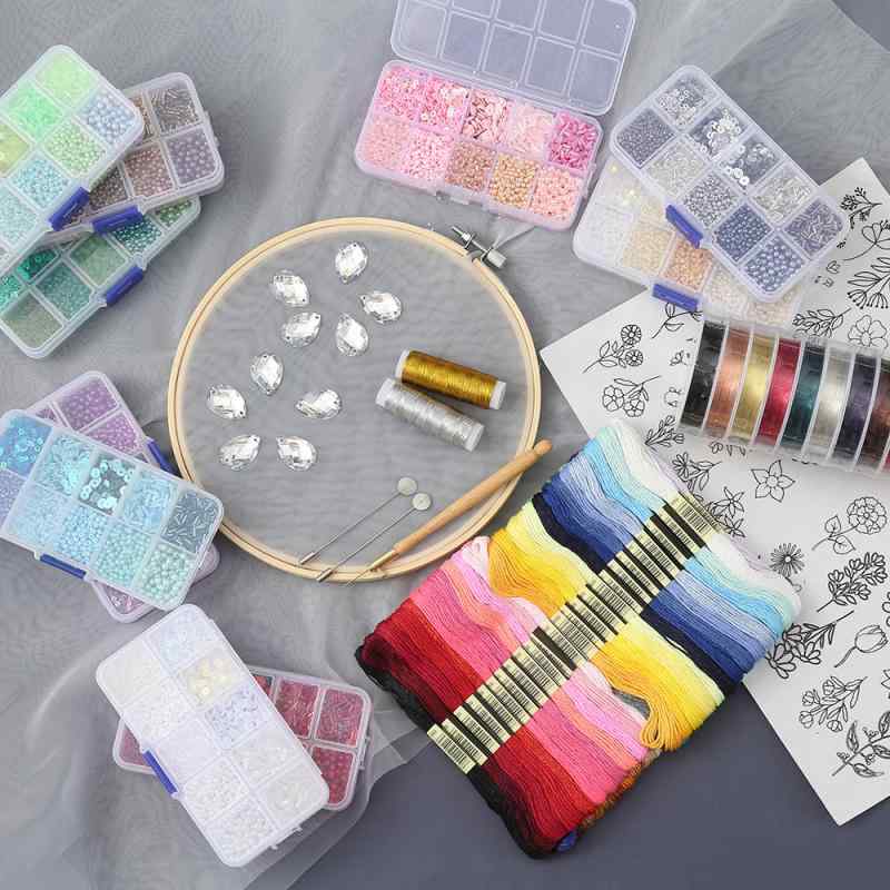 ソーイングセット 刺繍糸 100色 刺しゅう枠 DIY 手芸 キット ボックス アクセサリー付き