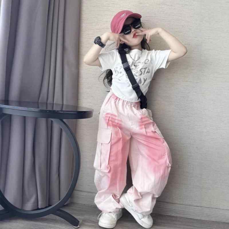 子供服 女の子 夏服 パンツセット 半袖Tシャツ カーゴパンツ 上下セット 8歳 9歳 10歳 11歳 12歳 13歳 14歳 薄手 綿 120cm 130cm 140cm 150cm 160cm 170cm