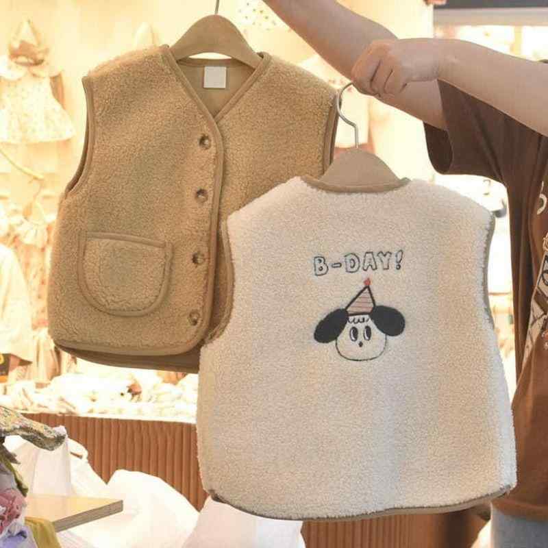 ベビー服 ベスト 秋冬 男女児兼用 赤ちゃん 幼児 裏起毛 あったか 厚手 カジュアル かわいい 前開き チョッキ 防寒