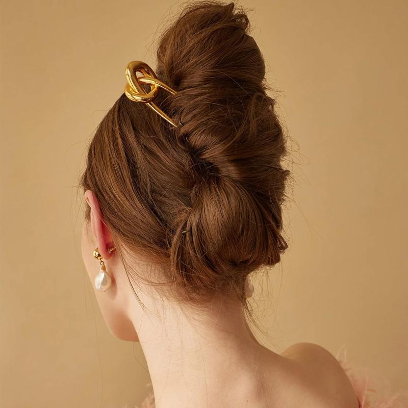 ヘアアクセサリー レディース U字型ヘアピン ステンレス製 かんざし 金属製 ヘアクリップ エレガント ウェディング パーティー
