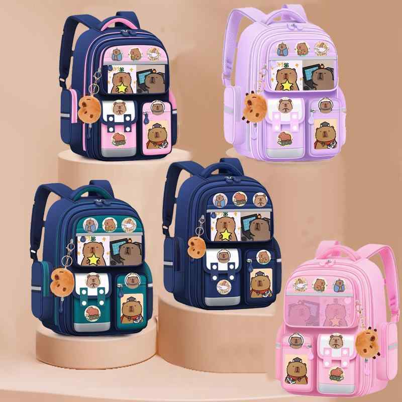 ランドセル キッズ かわいい カピバラ 通学 男の子 女の子 小学生 1年生 2年生 3年生 4年生 5年生 6年生 大容量 防水 超軽量 耐摩耗 拡張可能 減圧 スクールバッグ 反射材 安全 宝藍色