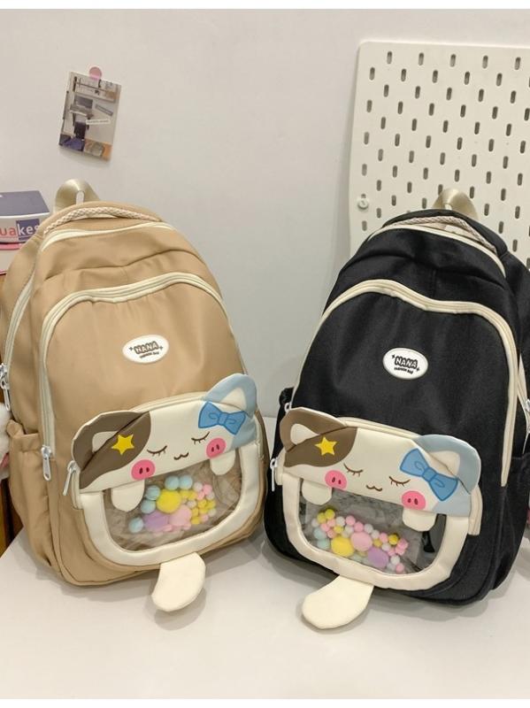 リュック キッズ 高学年 子供 かわいい 大容量 通学 遠足 バックパック ナイロン製 軽量 パープル ホワイト ブラック カーキ色 虹色ボール付き