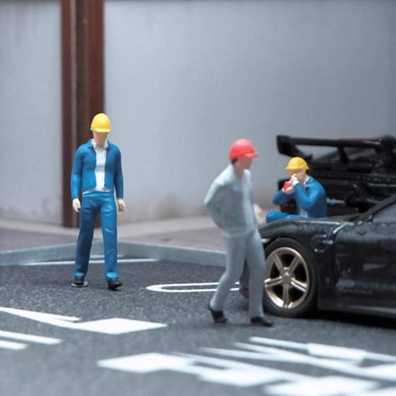 ミニチュア人形 作業員 3体セット ジオラマ模型 建築 鉄道模型 レイアウト 撮影用