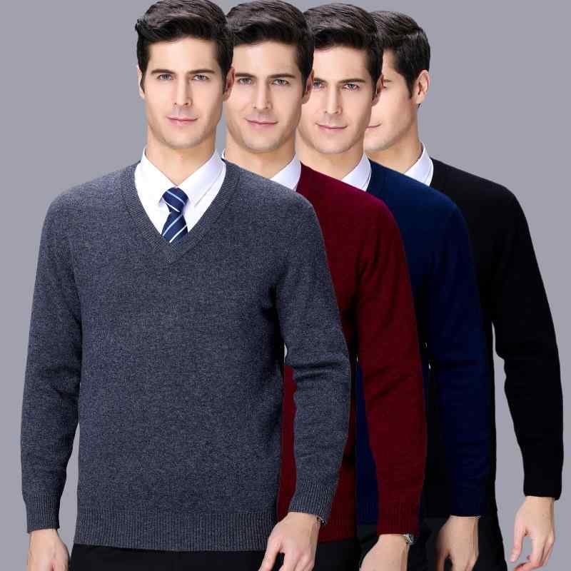 ニット メンズ 男性用 カシミヤ100% Vネック セーター 厚手 ビジネス カジュアル トップス プルオーバー ウォッシャブル 黒 ブラック キャメル 赤 レッド グレー 秋冬 13,042円