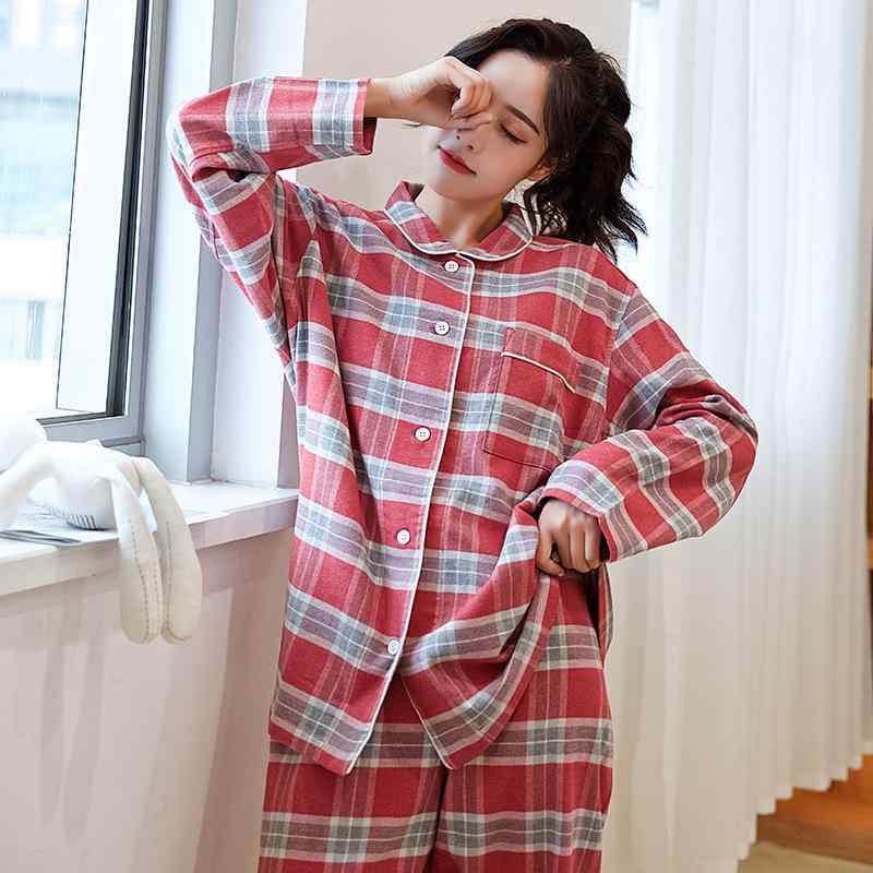 パジャマ 秋冬用 M L XL 綿 フランネル 良品 夫婦 ペアルック 寝巻き 上下セット ルームウェア 部屋着 シャツ襟 リラックス ゆったり あったか 厚手 快適 レッド チェック