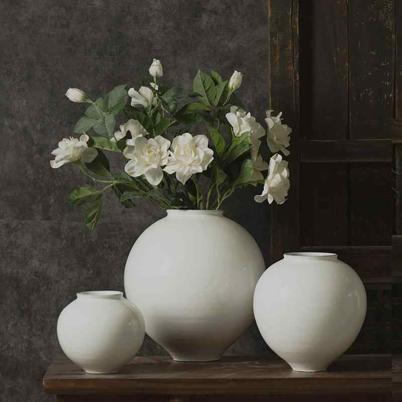花瓶 陶器 フラワーベース 陶芸品 手作り ハンドメイド 白 オブジェ インテリア雑貨 ディスプレイ 新中式 和モダン 禅意 ドライフラワー 生け花