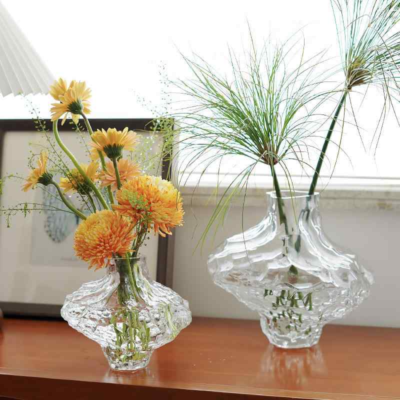 花瓶 北欧 透明 煙草色 ガラス製 フラワーベース 高級感 ヨーロピアン 飾り インテリア