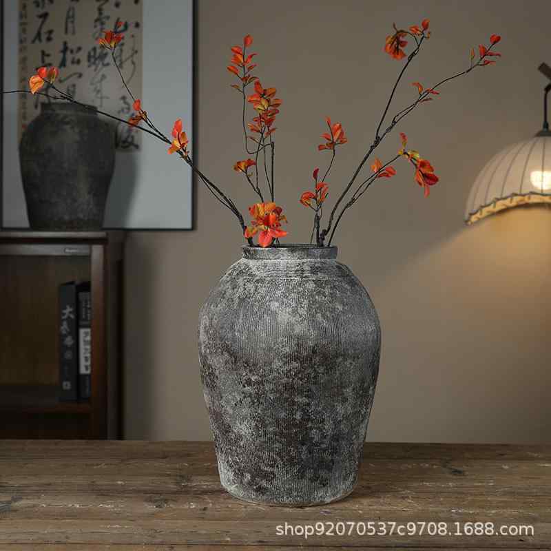 花瓶 陶器 景徳鎮 陶芸品 侘寂風 インテリア 飾り壺 フラワーベース