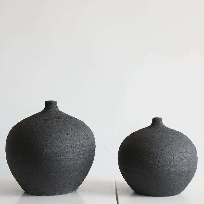 花瓶 陶器 粗陶 フラワーベース 禅意 生け花 花器 卓上 陶磁器製 中華風 レトロ インテリア 置物