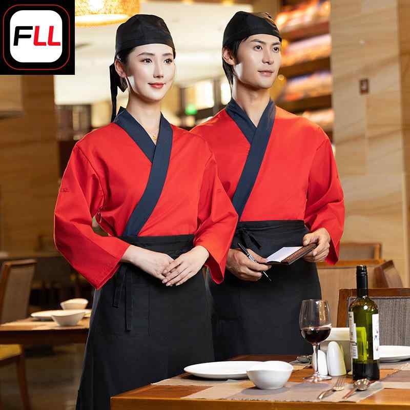 和食店ユニフォーム 男女兼用 長袖 和風 飲食店ユニフォーム 防寒 耐久性 洗濯 устойчивый 繰り返し使える 制服 黒 赤 緑
