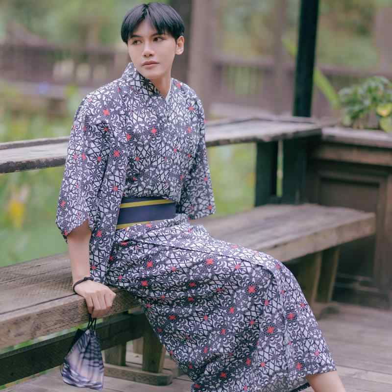 和服 メンズ 男性用 伝統 武士 紳士 服 正装 和風 着物 シーズン オールシーズン 格子柄 ポリエステル