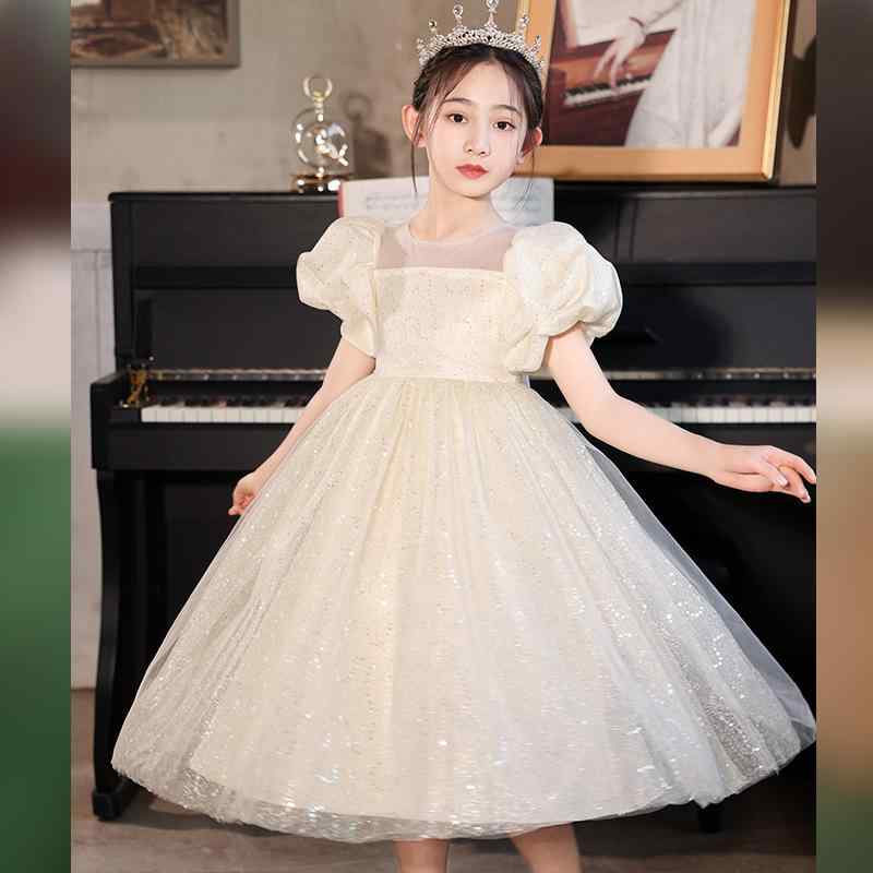 ワンピース 子供 女の子 夏 プリンセス Aライン チュールスカート 無地 ノースリーブ 発表会 結婚式 パーティー かわいい おしゃれ シャンパン色 白 110cm 120cm 130cm 140cm 150cm 160cm