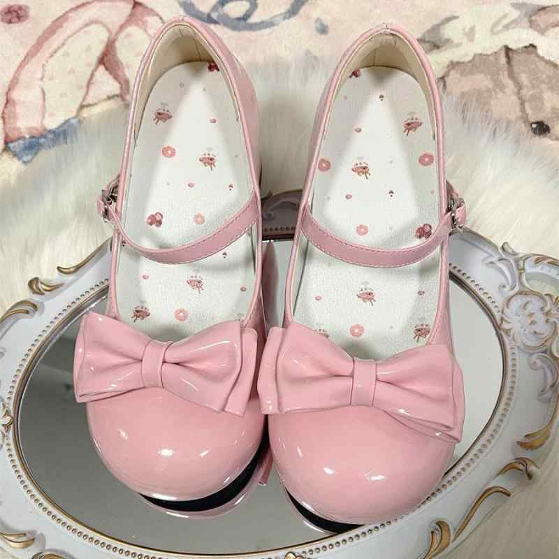 パンプス レディース 丸? マリージェーン シューズ かわいい ガーリー カジュアル ロリータ スタイル ローヒール 歩きやすい フェイクレザー 春 秋 ブラック アイボリー ピンク系