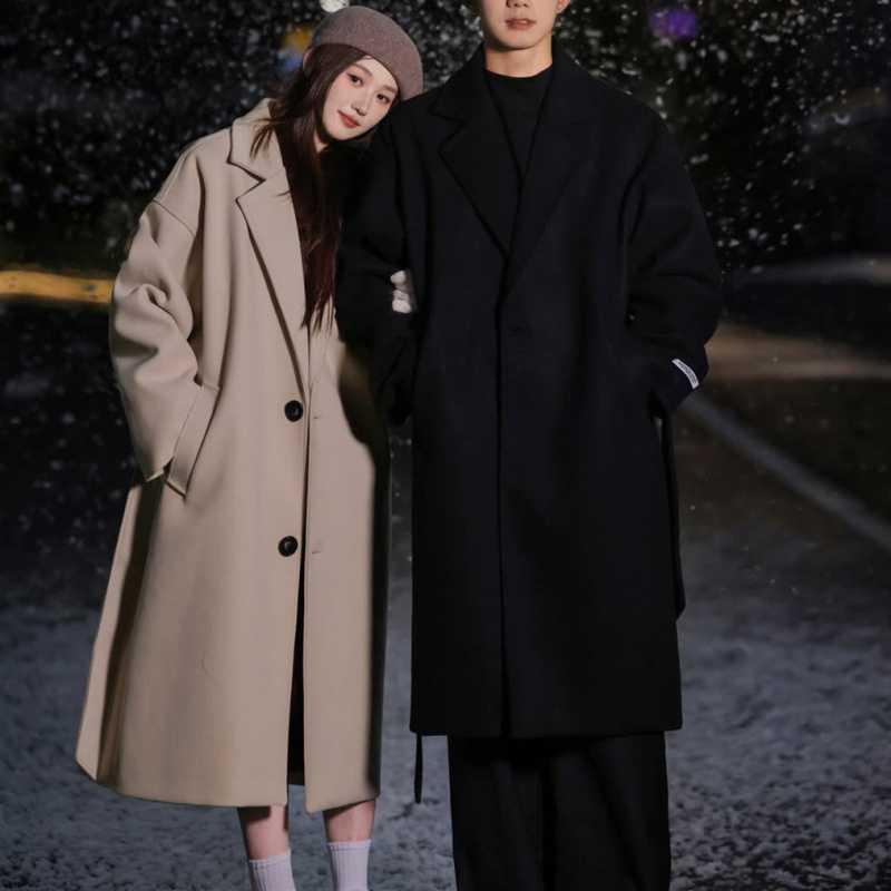 コート メンズ 男性用 ウール ロング丈 膝丈 イングリッシュスタイル 細身 無地 秋 ブラック カーキ オフホワイト おしゃれな