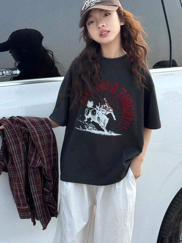 子供服 Tシャツ 女の子 半袖 トップス 夏 綿100% ゆったり プリント かわいい カジュアル 吸湿速乾 120cm 130cm 140cm 150cm 160cm 170cm