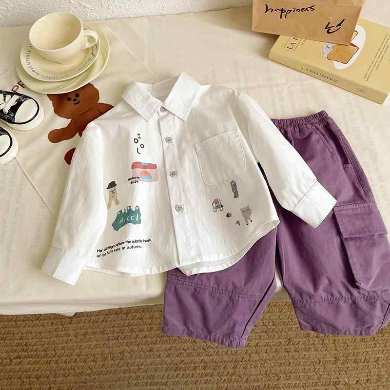 シャツ キッズ 男の子 長袖 翻襟 無地 春秋 かわいい トップス 子供服