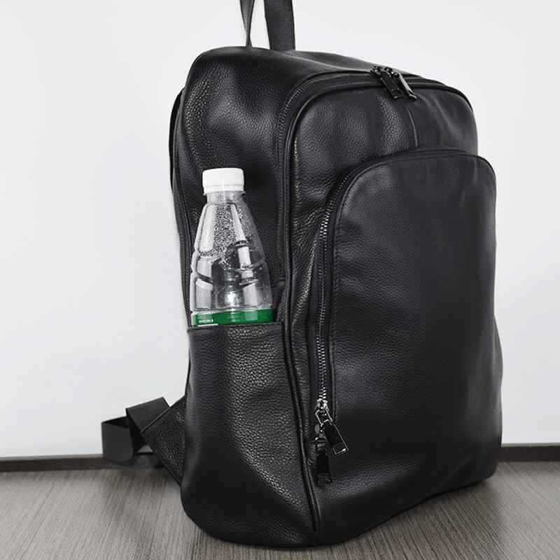 リュック メンズ 男性用 本革 牛革 バックパック カジュアル トレンド 旅行 学生 鞄 シンプル ビジネス PCバッグ 通気性 防水 撥水 耐摩耗性 盗難防止 衝撃吸収 大容量 軽量 ブラック｜Tanzan