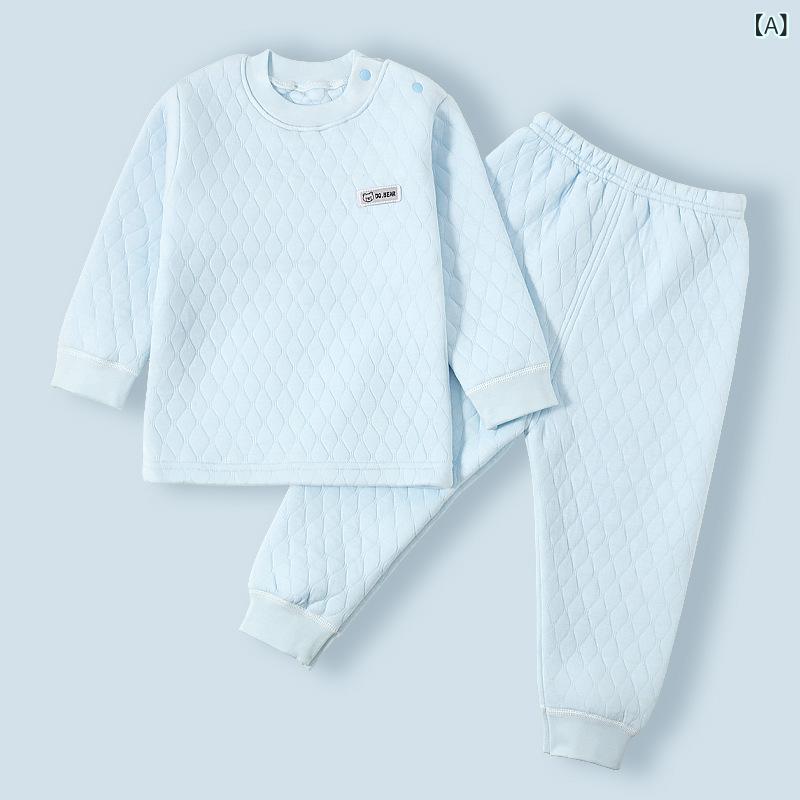 子供用インナー 上下セット ベビー あったかインナー 男の子 女の子 三層構造 綿100% 厚手 秋冬 73CM 80cm 90cm 100cm 110cm 120cm 130cm 140cm 運動着 部屋着 カートゥーン柄 ブルー イエロー ピンク