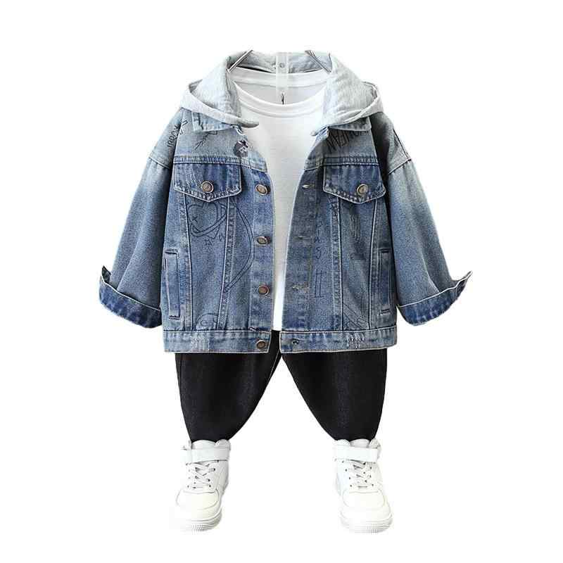 子供服 デニムジャケット キッズ 取り外し可能フード付き 男の子 アウター カジュアルジャケット シャツ ブルゾン ボーイズ 秋 無地 綿100%