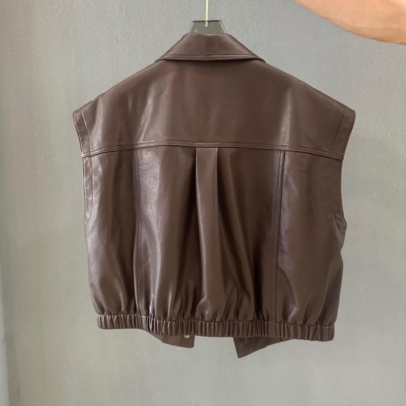 ベスト レディース 秋冬 ラムレザー 本革 高品質 ファッション ジレ レザーベスト アウター ブラック ブラウン S M L XL XXL|Tanzan