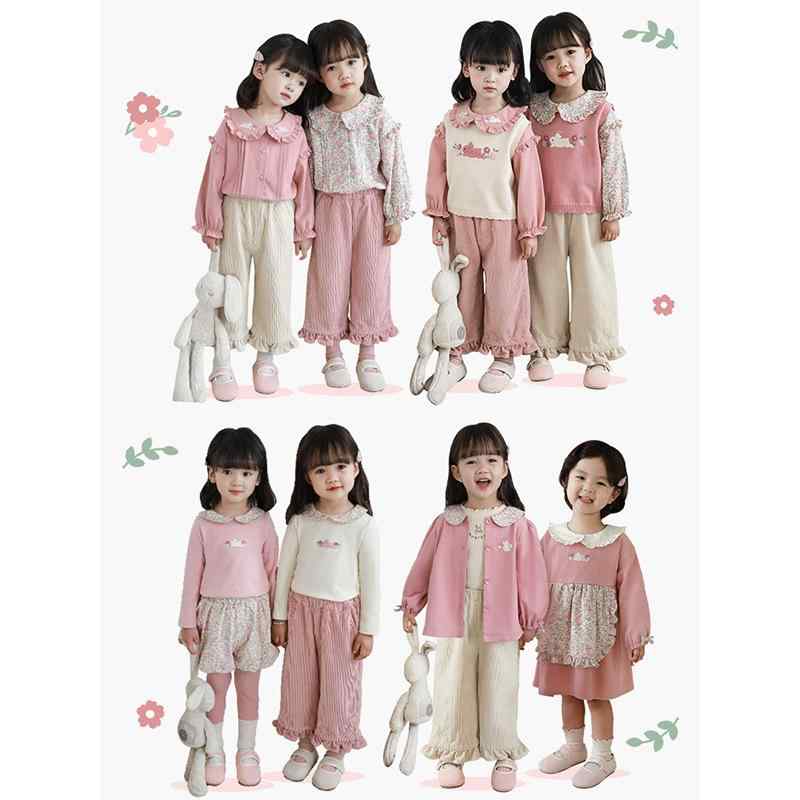 子供用セットアップ 女の子 チュニック シャツ ＆ ワンピース スカート 上下セット かわいい 小花柄 春秋