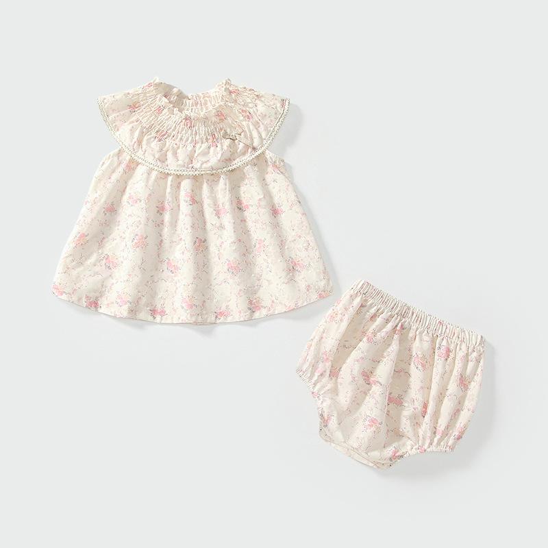 子供用セットアップ ノースリーブワンピース ショートパンツ 2点セット 女の赤ちゃん 薄手 花柄 幼児 女の子 夏 普段着
