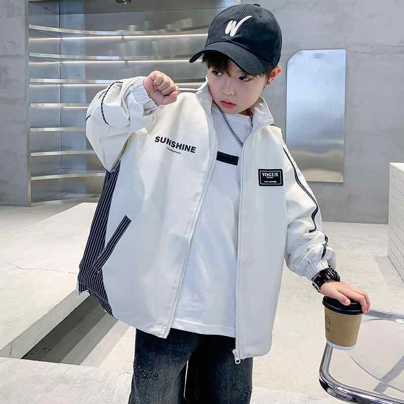子供服 ジャケット 男の子 アウター 春秋 中学生 小学生 ボーイズ スポーツウェア ポリエステル ブラック ホワイト 110cm 120cm 130cm 140cm