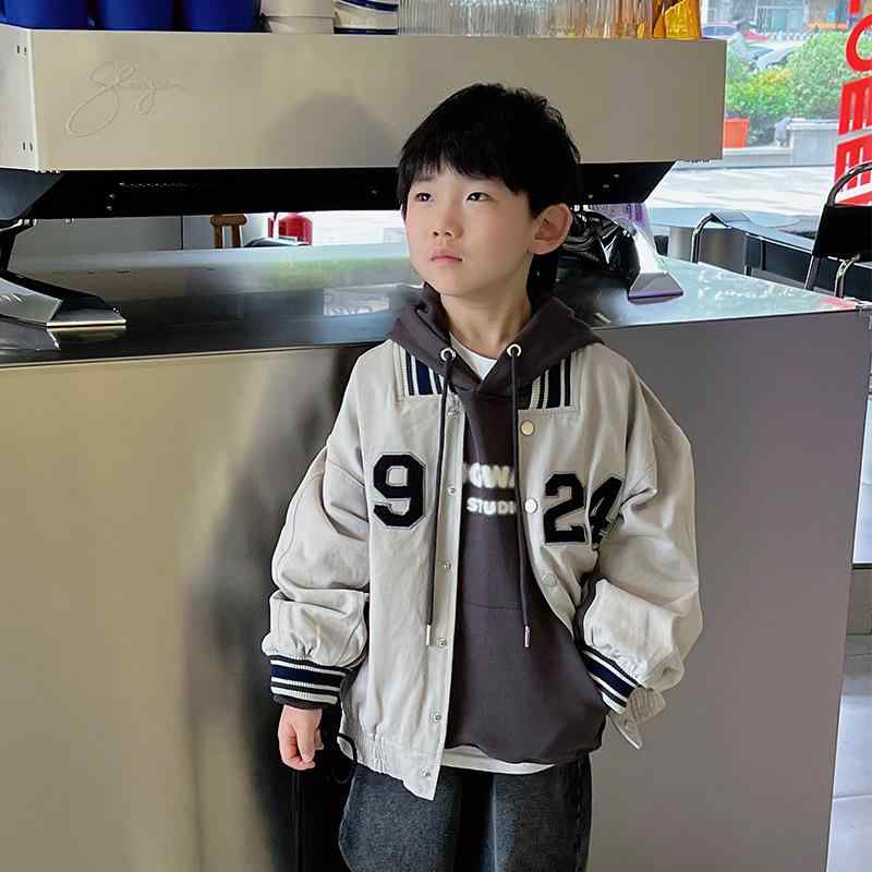 子供服 男の子 野球服 スウェット パーカースタイル ジャケット 中学生 高校生 ボーイズ Vネック トップス 長袖 スポーツウェア 普段着 部屋着 浅灰色 110cm 120cm 130cm 140cm 150cm 160cm 170cm
