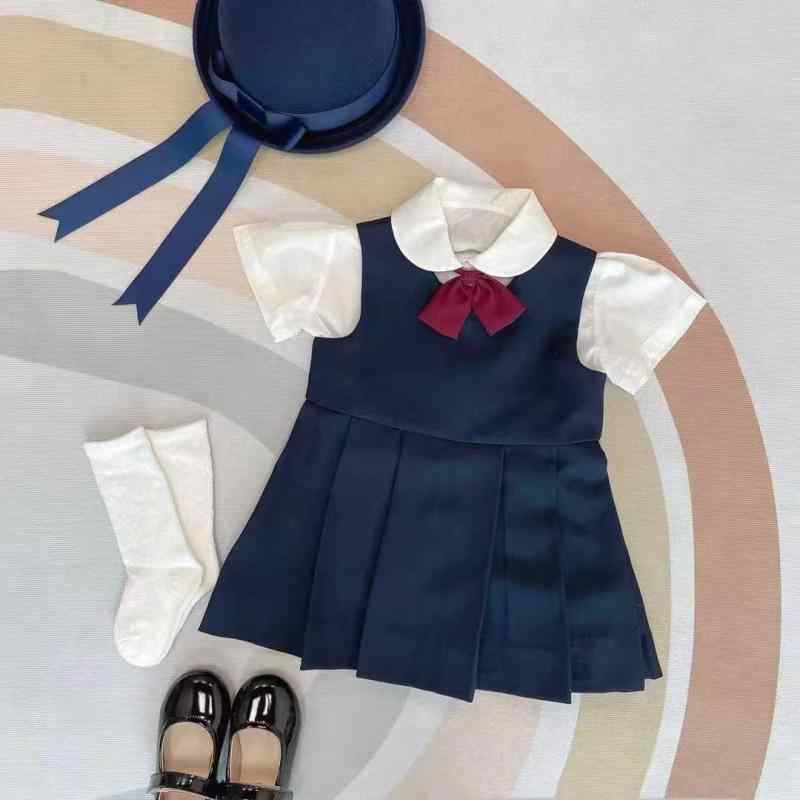 子供用制服 女の子 JK制服 セットアップ 半袖ブラウスとスカート 幼稚園 小学校 女児向け 通学着 学院風 春夏
