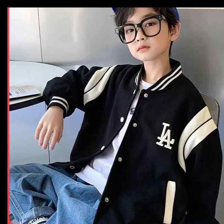 ジャケット キッズ 男の子 女の子 子供用 野球 春秋 アウター 長袖 カジュアル ブラック 120 130 140 150 160 170cm