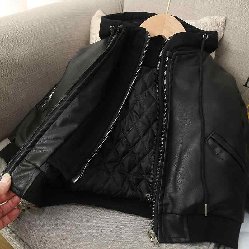 子供服 アウター ジャケット ベビー フェイクレイヤード 皮ジャン 裏起毛 秋冬 中綿入り 厚手 防寒 男の子 女の子 80 90 100 110 120 130 140