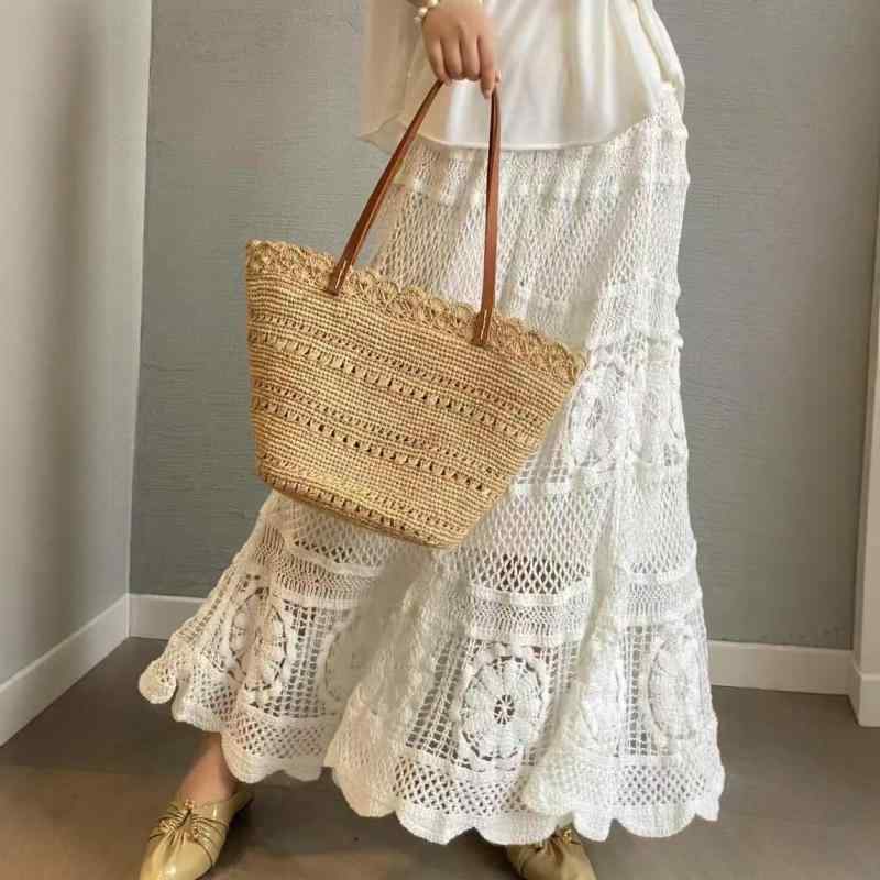 かご御徒面子 レディース 春夏 海 たまり場 ラフィア ハンドバック 手編み 貝殼 本革 なめし革 肩かけ 鞄 自然的