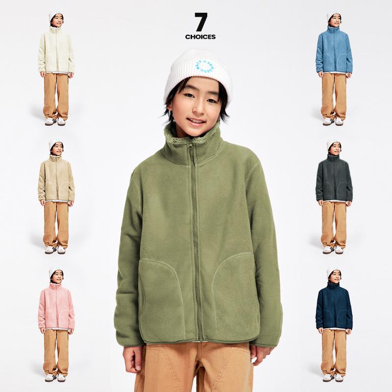 子供服 ジャケット キッズ 男女兼用 ボアジャケット フリース アウター 秋冬 130cm 140cm 150cm 160cm 170cm 180cm グレー ネイビー ブルー ホワイト グリーン カーキ ピンク｜Tanzan