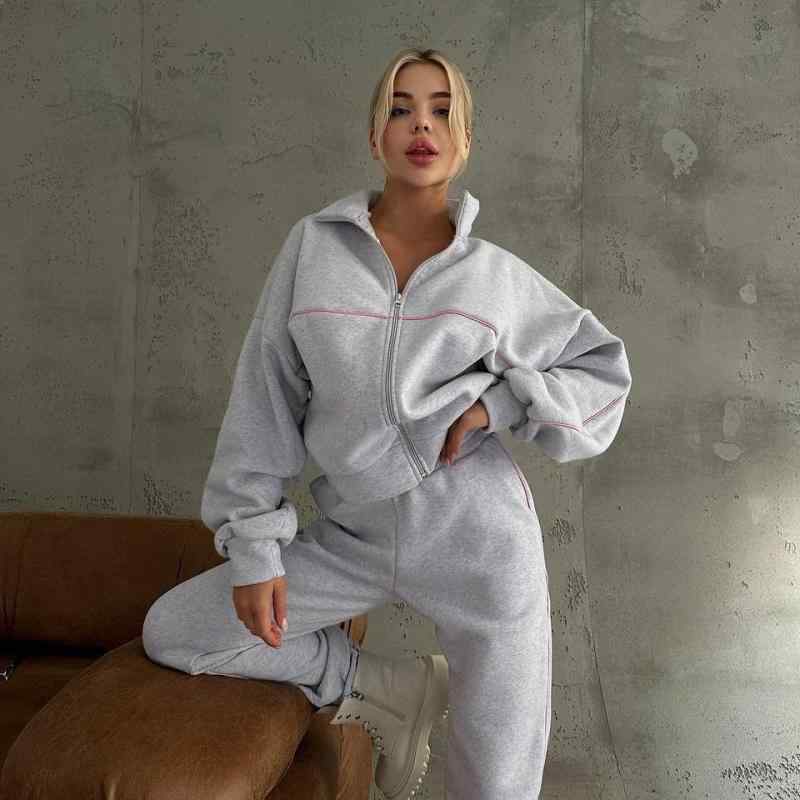 セットアップ レディース 婦人服 コットン スウェット スエット パンツ 長袖 無地 ピンク系 グレー ブラック ストリートファッション 普段使い