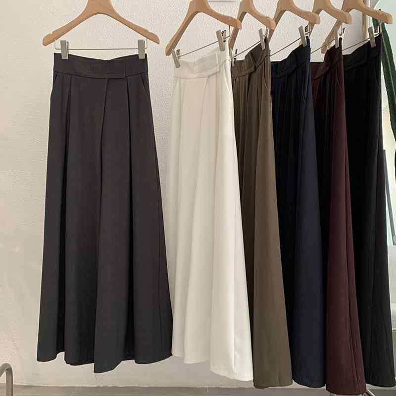パンツ レディース TR素材 圧着 プリーツ ワイドレッグパンツ 春秋 高見え スラックスパンツ ゆったり ルーズフィット ストレートパンツ 韓国ファッション オフィスカジュアル