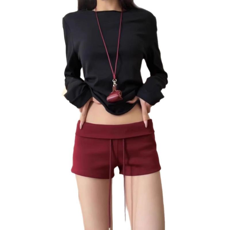 パンツ レディース 美式 レトロ 高見え 赤色 レッド ハイウエスト Aライン ゆったり ストレート ロング丈 長ズボン 綿 コットン 普段使い リラックス 文??古