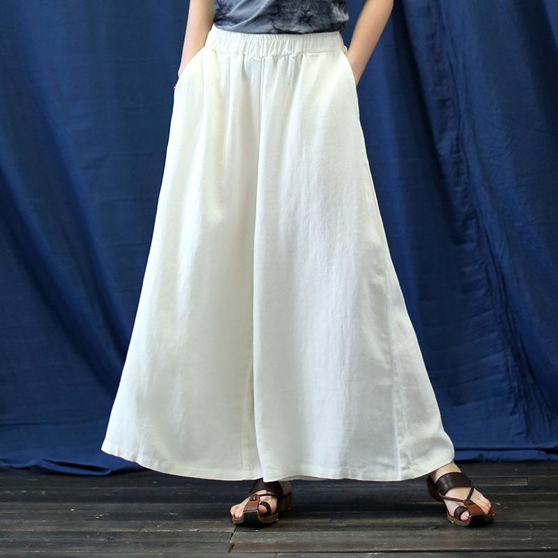 ワイドパンツ レディース ?麻 麻 リネン ゆったり 文芸風 レトロ ロングパンツ イージーパンツ 黒 ブラック 白 ホワイト 春夏