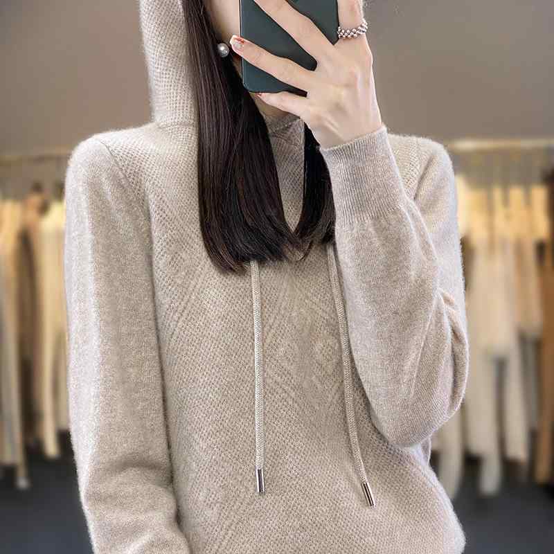 ニット レディース 長袖 大菱形柄 フード付き プルオーバー ゆったり 暖かい 秋冬 普段使い かわいい ブラック ピンク系