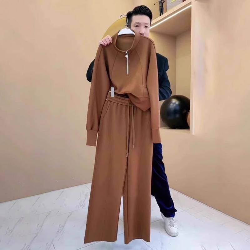 セットアップ レディース 秋冬 ジャージ 上下セット 2点セット 部屋着 スウェット トレーナー パンツ スポーティー カジュアル ポリエステル ブラウン 6,721円