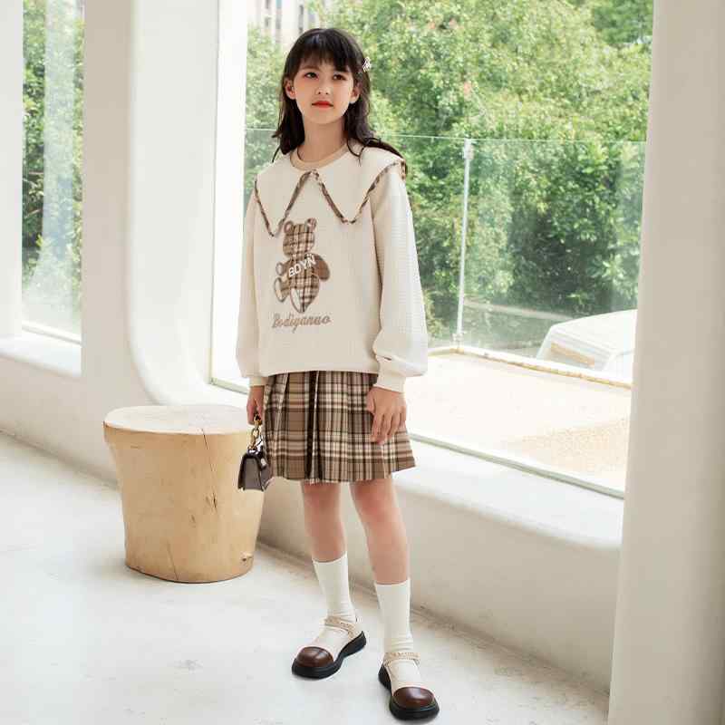 子供用スカート 女の子用セットアップ 秋冬 中大キッズ 子供服 フォーマル チェック柄 プリーツスカート かわいい おしゃれ